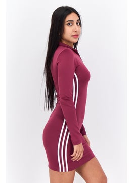 adidas Originals Women Sportswear Fit Outdoor Dress, Maroon/White  - Image 2