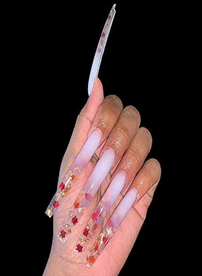 Yimart 100pcs White/Clear/Natural Extra Long Curve Nail Tip UV Gel French Acrylic False Nail Art Salon long Tips (Clear) - Image 4