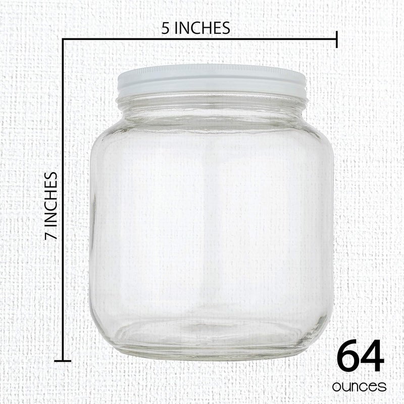 kitchentoolz Half Gallon Glass Large Mason Jar Wide Mouth with Airtight Metal Lid - 1/2 Gallon (64oz) Capacity - Pickling, Storing and Canning- BPA-Free Dishwasher Safe- By - Made in USA - Image 3