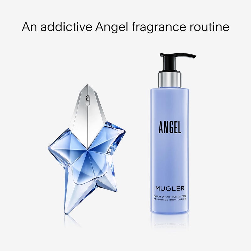 Mugler موغلر أنجل - لوشن الجسم - زهري وخشبي - مرطب معطر للنساء - مع الفاوانيا، البرايلين، وعبق الخشب - 6.7 أونصة سائلة - Image 4
