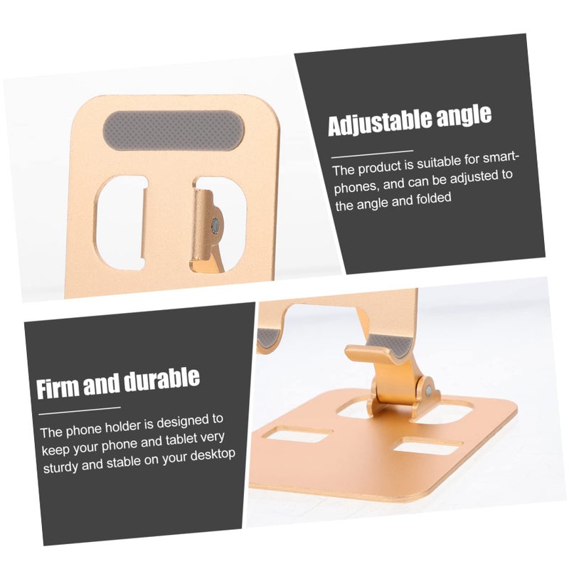Foldable Aluminum Phone Stand Gold Portable Tablet Holder For Desk Video Calls Movies - Image 3