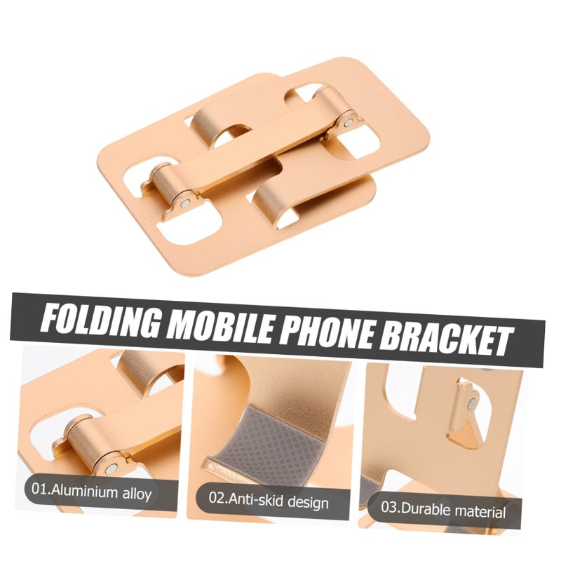Foldable Aluminum Phone Stand Gold Portable Tablet Holder For Desk Video Calls Movies - Image 5