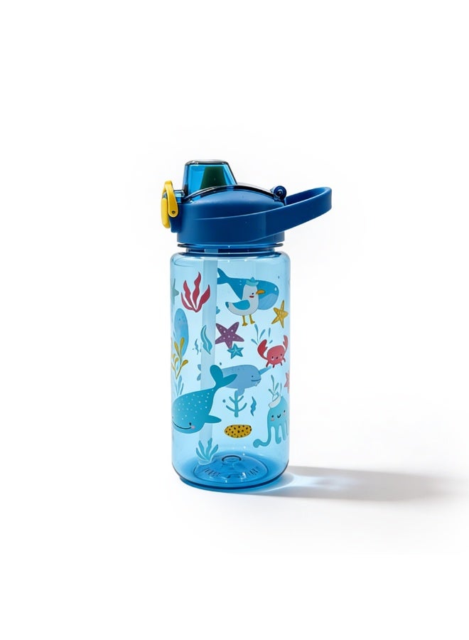 BERAM Cartoon Plastic Water Bottle, BPA-Free Leakproof Drinking Bottle with Flip Straw & Carry Strap, Lightweight Reusable Water Bottle for Travel, Sports, Office & Everyday Hydration - Image 1