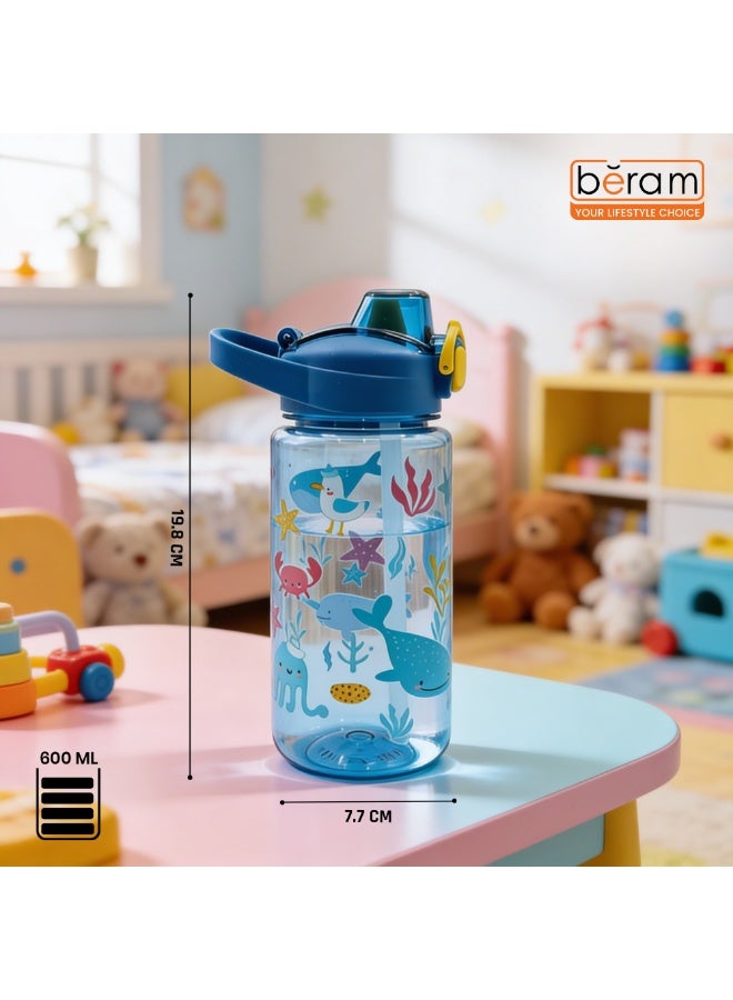 BERAM Cartoon Plastic Water Bottle, BPA-Free Leakproof Drinking Bottle with Flip Straw & Carry Strap, Lightweight Reusable Water Bottle for Travel, Sports, Office & Everyday Hydration - Image 5
