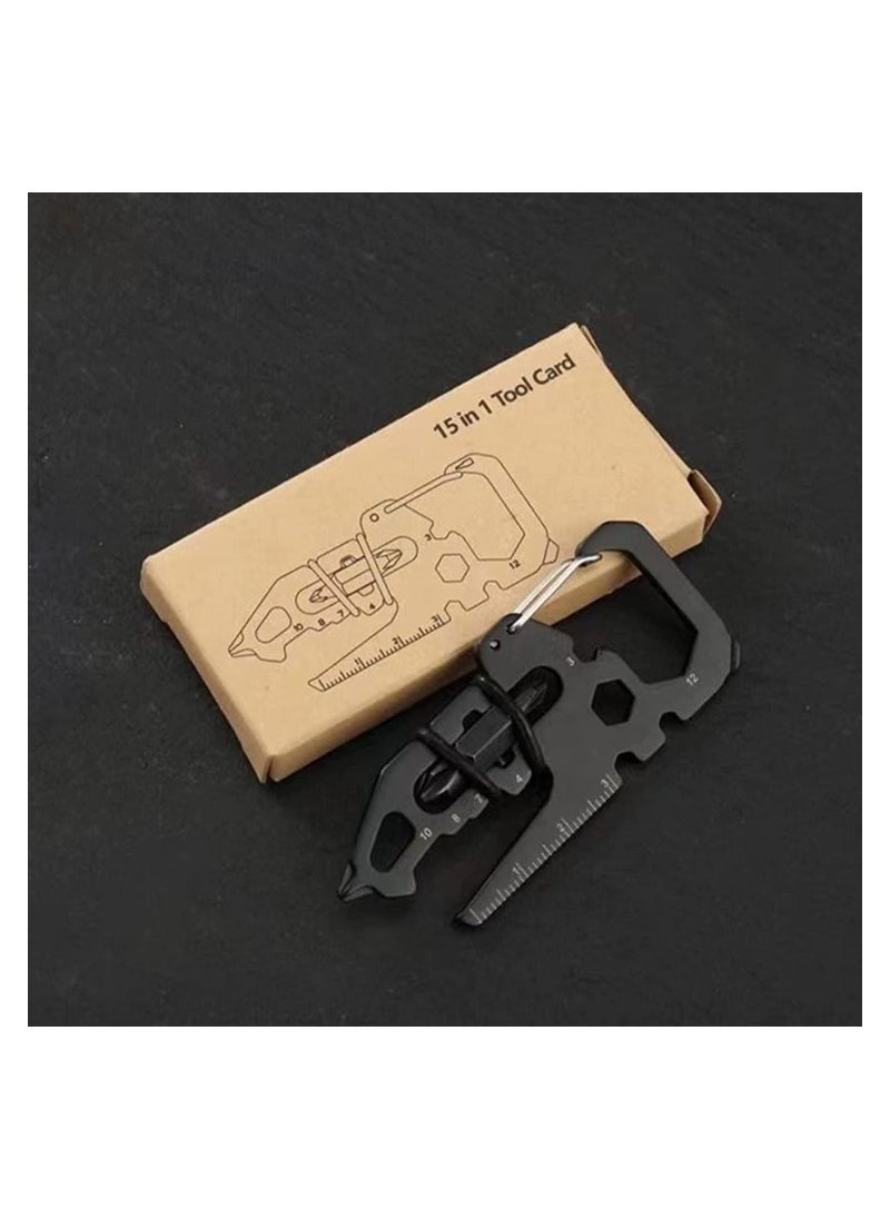 Y&D - Credit Card Multitool, Dinosaur Head Multi-Function Tool for Keychain Bottle Opener, Snowflake Quick Repairs, EDC Survival Gear, Camping, Black, The Best Gifts Him - Image 1