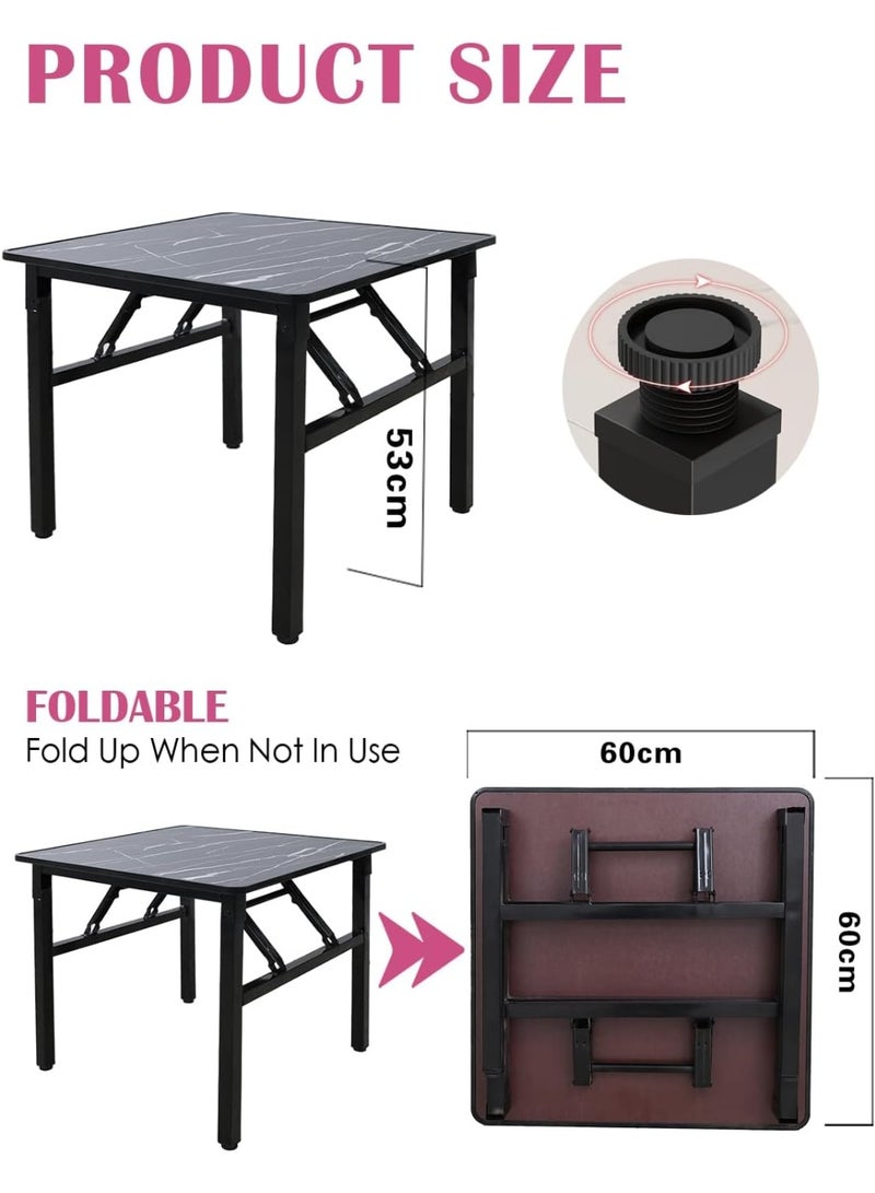 Beauenty Folding Table for Small Spaces, Multi-Functional Portable Desk For Home, Office, Computer, Outdoor Camping, Garden, Picnic, Coffee, Bbq (Black, 60 * 60 * 53cm) - Image 3