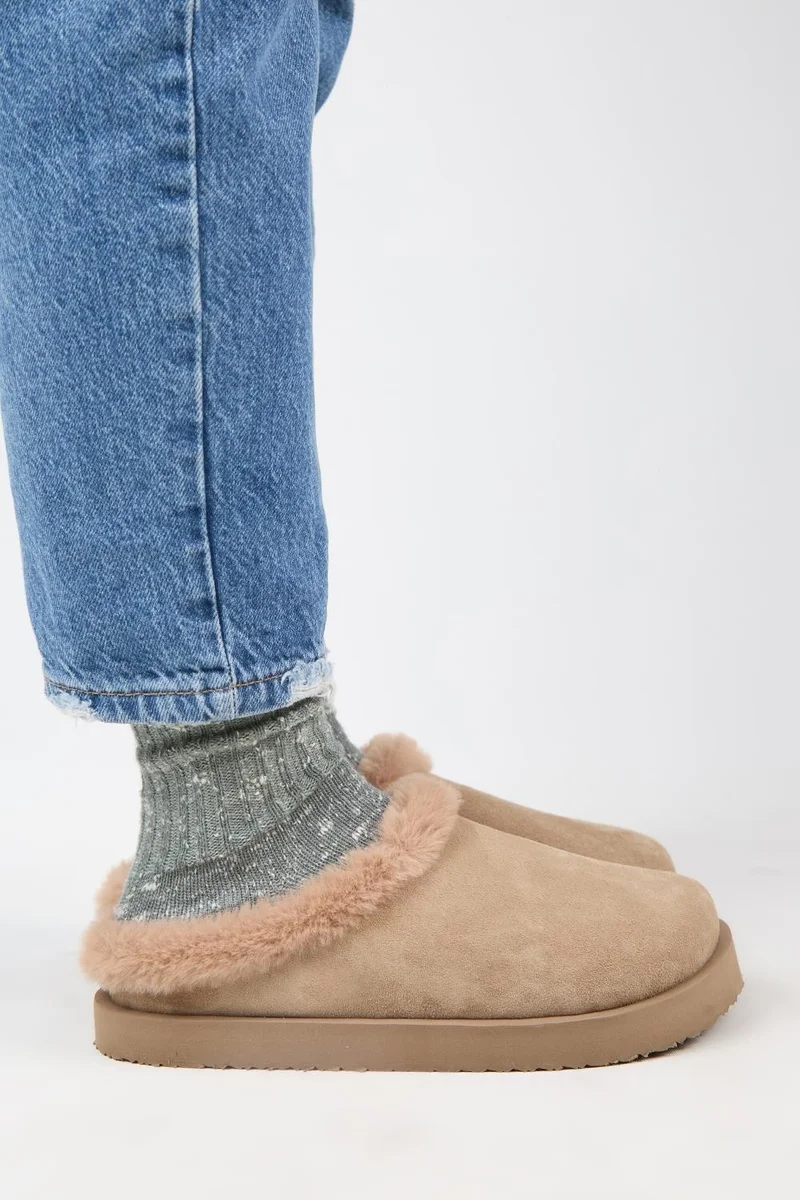 Manijero Manijero (Jana Furry) Women's Genuine Leather Flat Platform Mink Slippers
