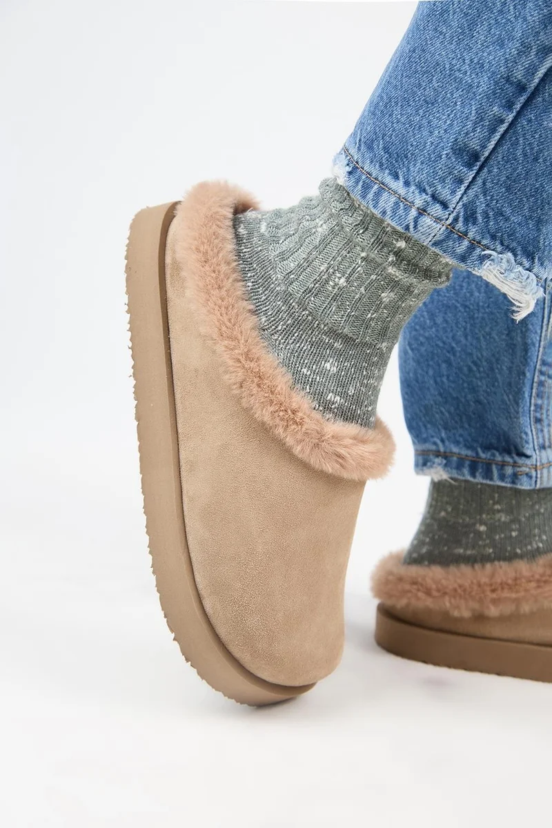 Manijero Manijero (Jana Furry) Women's Genuine Leather Flat Platform Mink Slippers