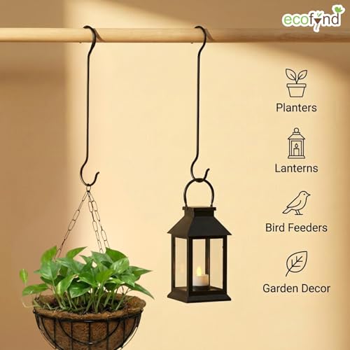 ecofynd 16 Inch Metal Pot Extension Hooks, S Shaped Wall Hooks for Hanging Plants, Pots, Pans, Bird Feeders and Baths, Planters, Lanterns, Ornaments, Heavy Duty Extra Large Hanger Hook (Black, 5) - Image 4