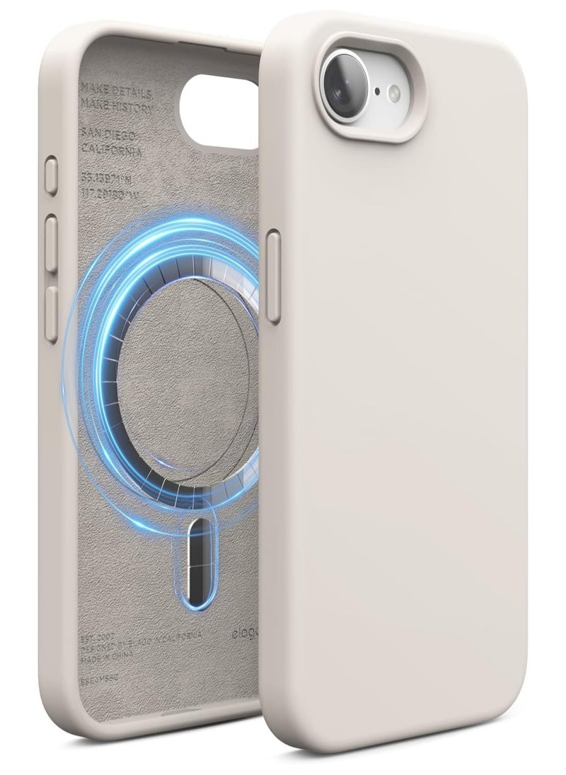 Elago Magnetic Liquid Silicone for iPhone 16E Case Cover Compatible with MagSafe Shockproof - Stone 