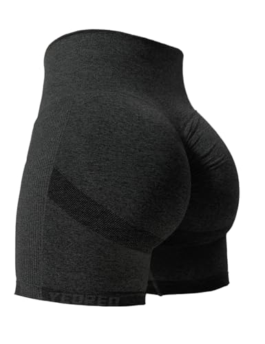 YEOREO Women High Waist Workout Yoga Gym Smile Contour Seamless Cycling Shorts Black S - Image 1