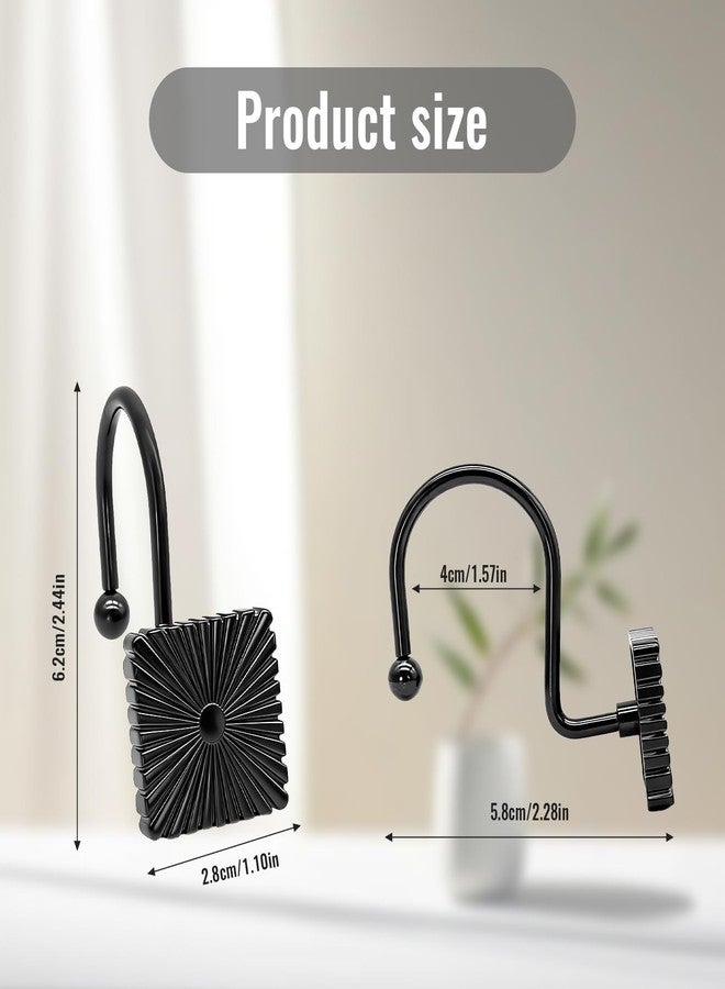 JTDTH Decorative Shower Curtain Hooks, Shower Curtain Rings for Rods, Fashion Shower Curtain Hangers, 12PCS Stylish Shower Hooks for Shower Curtain, Bathroom, Bedroom, Living Room, Home Decor (Square) - Image 2