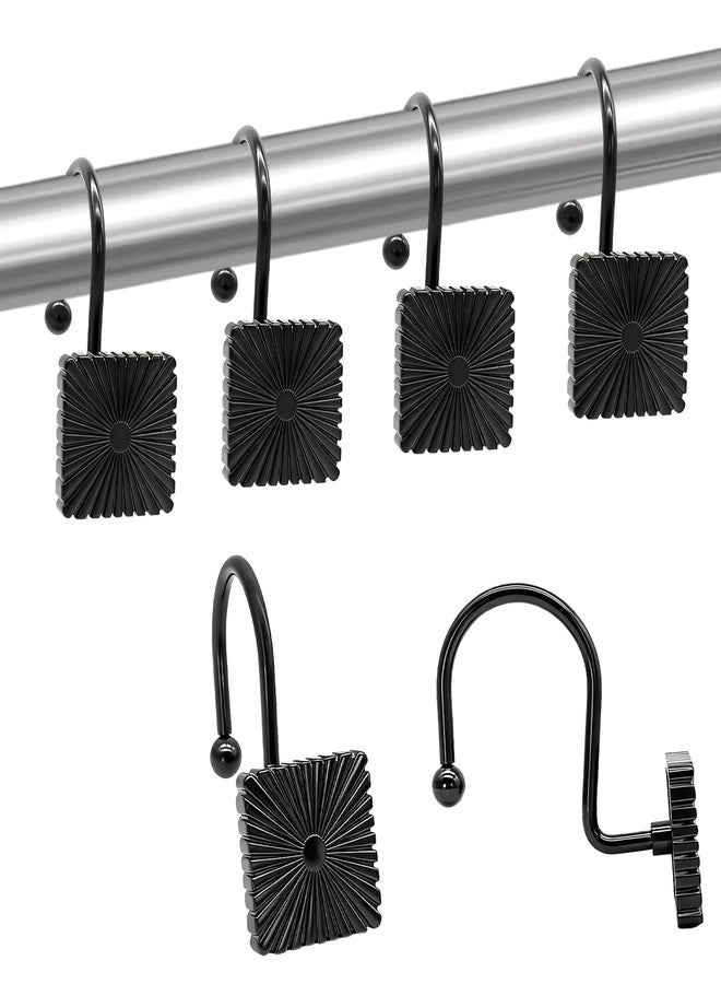 JTDTH Decorative Shower Curtain Hooks, Shower Curtain Rings for Rods, Fashion Shower Curtain Hangers, 12PCS Stylish Shower Hooks for Shower Curtain, Bathroom, Bedroom, Living Room, Home Decor (Square) - Image 1