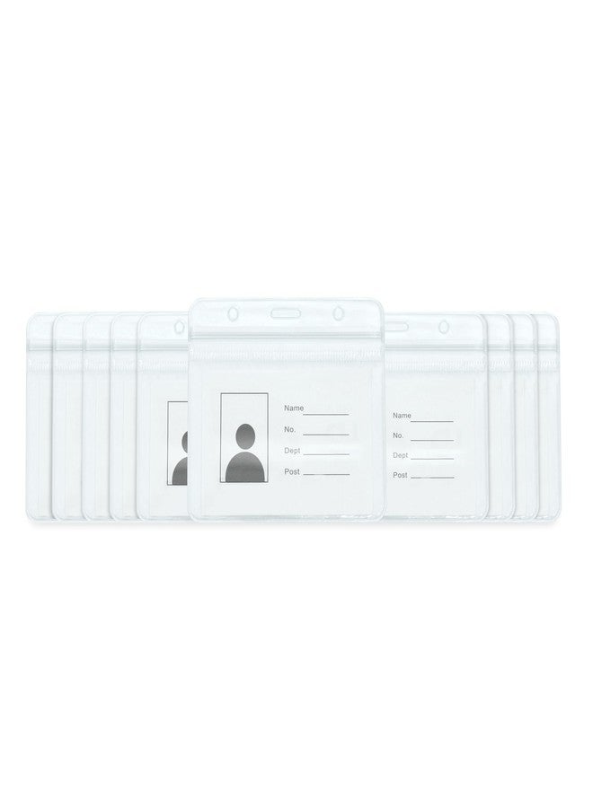 GLUN® PVC Transparent Horizontal ID Card Pouch, Double Sides Visible, Unisex ID Card Holder Case for Office, School and Colleges Pack of 10 - Image 1