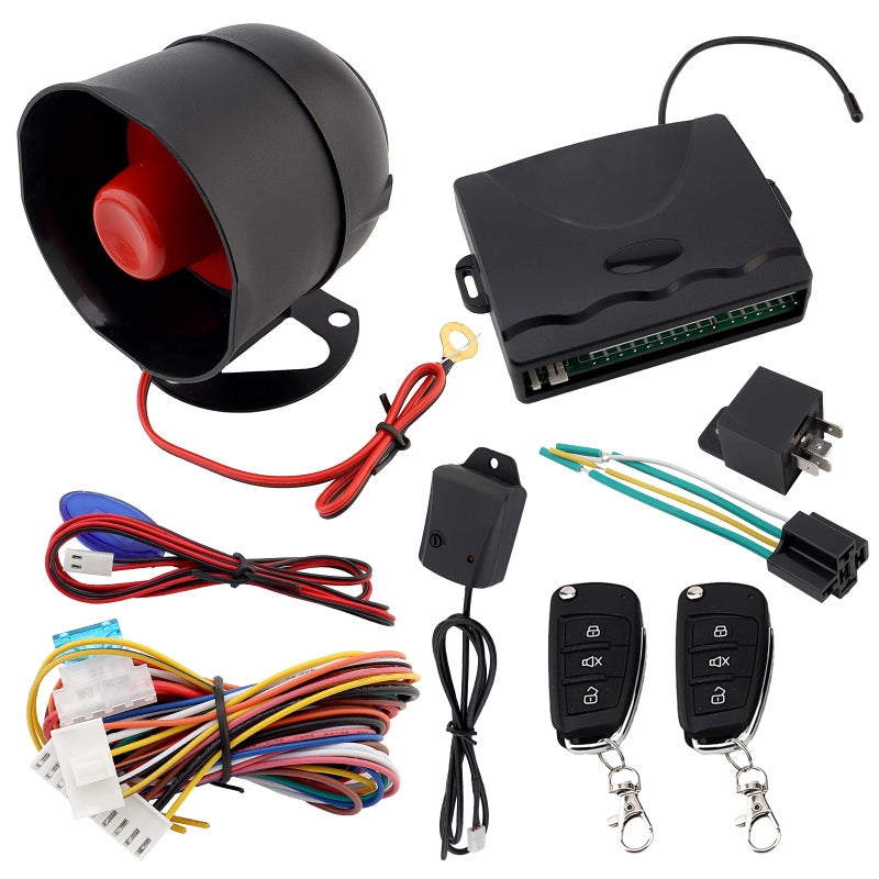 ePathChina Universal 12V Auto Car Alarm Keyless Entry System with Remote Control Siren Sensor - Image 1