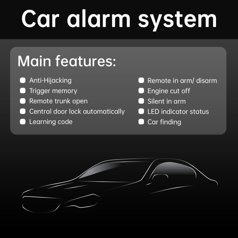 ePathChina Universal 12V Auto Car Alarm Keyless Entry System with Remote Control Siren Sensor - Image 2