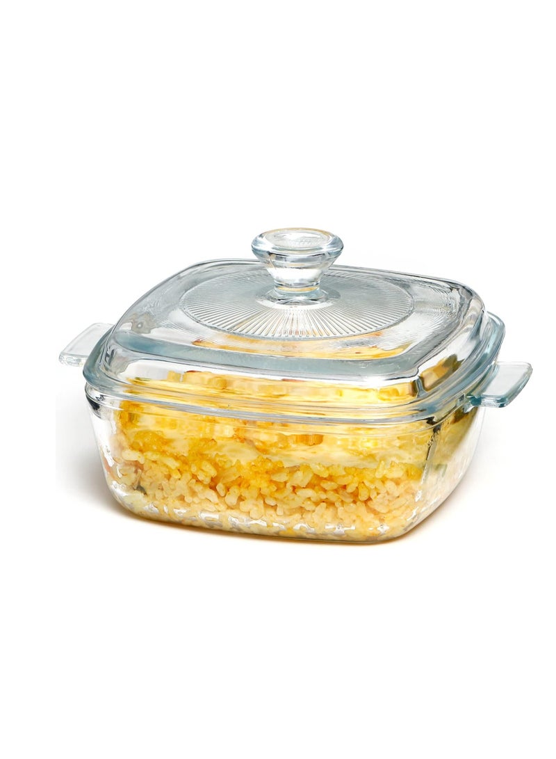 NUTRIUPS 0.8L Glass Casserole Dish with Lid Oven Safe Square Casserole Dish 5.9in Glass Microwave Bowl With Glass Lid Casserole Cookware (25oz-Mini) - Image 1