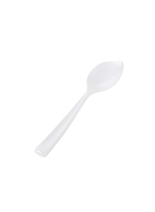 Restaurantware 4.5 x 1 Inch Dessert Spoons, 500 Disposable Tasting Spoons - Sturdy Handles, Premium, Pearl White Plastic Ice Cream Spoons, Heavy-Duty, For Gelatos, Sundaes, Puddings, And More - Image 1