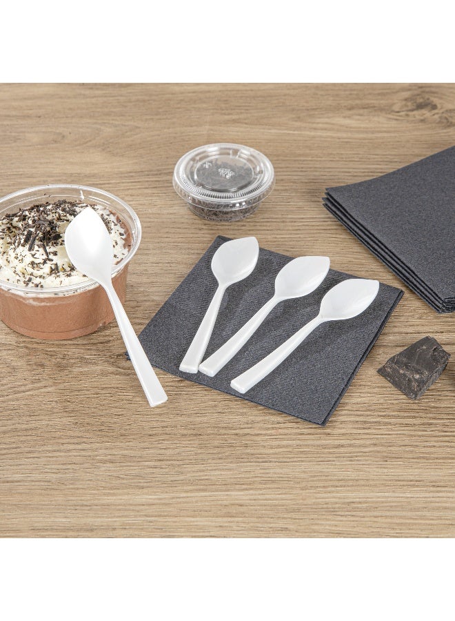 Restaurantware 4.5 x 1 Inch Dessert Spoons, 500 Disposable Tasting Spoons - Sturdy Handles, Premium, Pearl White Plastic Ice Cream Spoons, Heavy-Duty, For Gelatos, Sundaes, Puddings, And More - Image 4