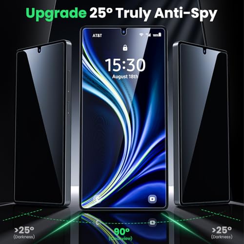 WSKEN for Samsung Galaxy S25 Ultra Privacy Screen Protector - 25 Degree Anti Spy [Fingerprint Unlock Support] Case Friendly Shatterproof Auto Dust Removal Tempered Glass for Galaxy S25 Ultra,2 PCS - Image 2