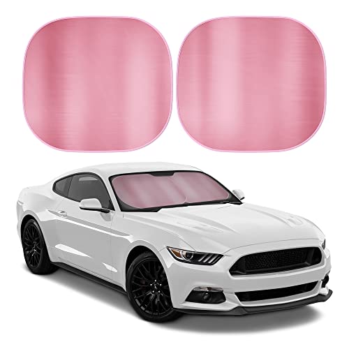 Carbella 2PC Metallic Pink Car Windshield Sun Shade Car Accessories Sunshade for Windshield Blocks UV Rays Sun Visor for Window Protector Easy Setup Keeps Your Vehicle Cool 3175 x 2876 - Image 1
