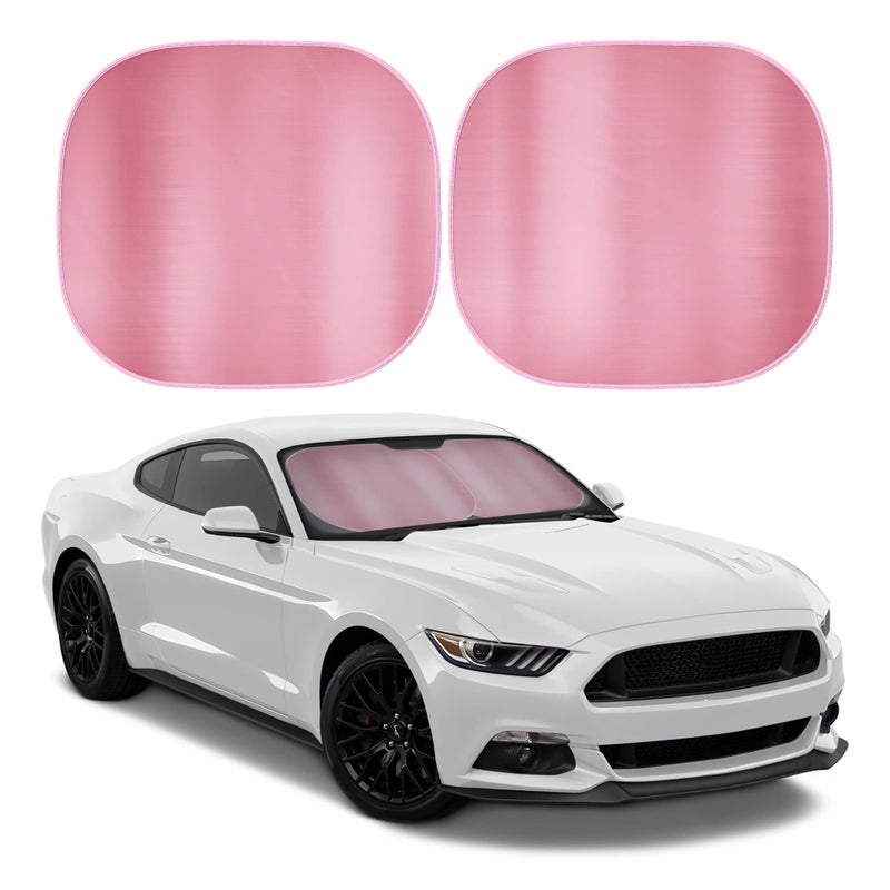 Carbella 2PC Metallic Pink Car Windshield Sun Shade Car Accessories Sunshade for Windshield Blocks UV Rays Sun Visor for Window Protector Easy Setup Keeps Your Vehicle Cool 3175 x 2876 - Image 3