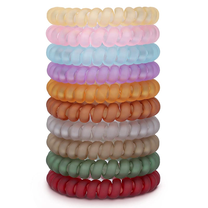10Piece Spiral Hair Ties for Thick Hair  Medium Multicolor No Crease Coils  Telephone Cord Plastic  Matte Candy Color