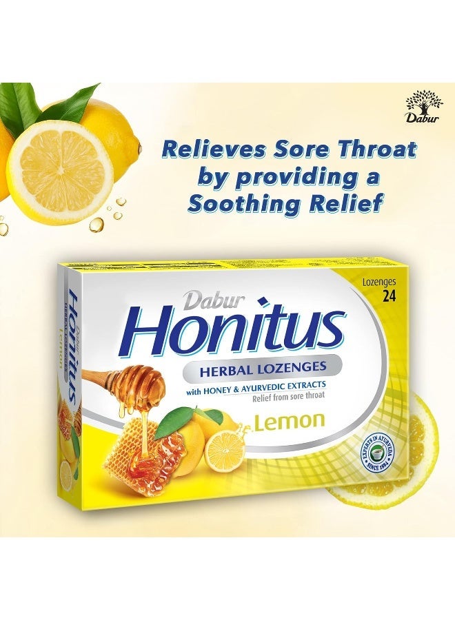 Dabur Honitus Herbal Lemon Flavor 24 Lozenges Effective Relief From Cough, Strep Infection And Sore Throat Pain - Image 5