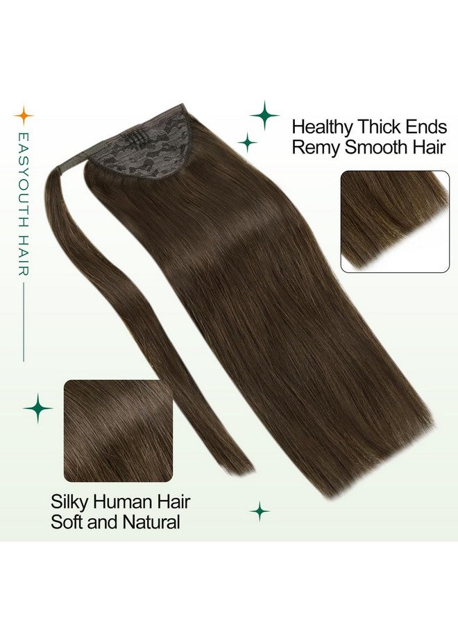 إيزي يوث بني داكن ذيل حصان تمديد الشعر البشري ذيل حصان تمديد أحلك براون 2 ذيل حصان الشعر ملحقات الشعر البشري ذيل حصان تمديد 12 بوصة 70G - Image 2