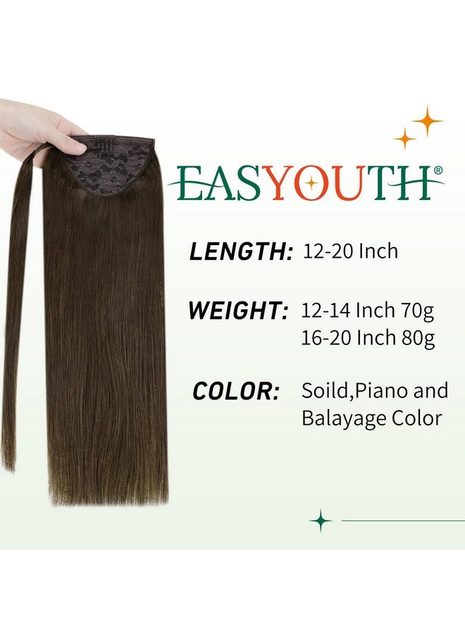 إيزي يوث بني داكن ذيل حصان تمديد الشعر البشري ذيل حصان تمديد أحلك براون 2 ذيل حصان الشعر ملحقات الشعر البشري ذيل حصان تمديد 12 بوصة 70G - Image 3