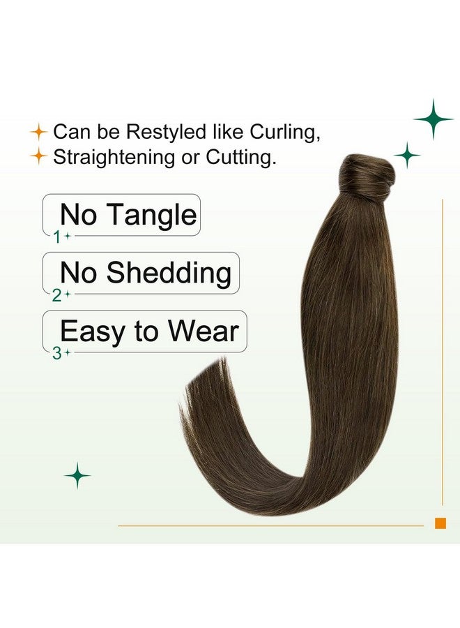 إيزي يوث بني داكن ذيل حصان تمديد الشعر البشري ذيل حصان تمديد أحلك براون 2 ذيل حصان الشعر ملحقات الشعر البشري ذيل حصان تمديد 12 بوصة 70G - Image 5