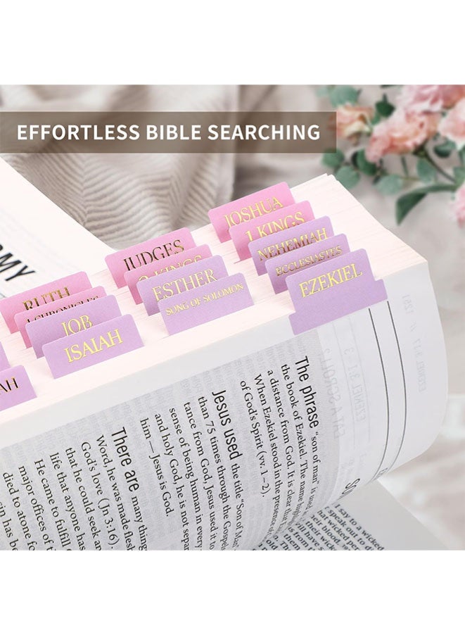 Muyixin علامات الكتاب المقدس للنساء والرجال، علامات الكتاب المقدس المصفحة لدراسة الكتاب المقدس، علامات الكتاب المقدس كبيرة الطباعة للتنقل السهل، علامات فهرس الكتاب المقدس، 66 علامة للعهدين القديم والجديد، 9 علامات فارغة إضافية - أرجواني متدرج - Image 4