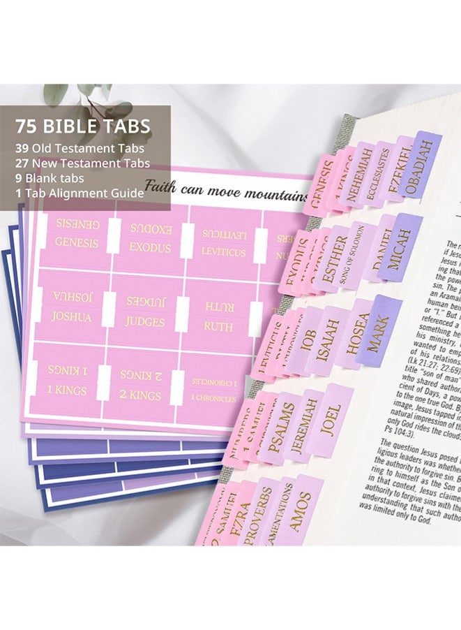 Muyixin علامات الكتاب المقدس للنساء والرجال، علامات الكتاب المقدس المصفحة لدراسة الكتاب المقدس، علامات الكتاب المقدس كبيرة الطباعة للتنقل السهل، علامات فهرس الكتاب المقدس، 66 علامة للعهدين القديم والجديد، 9 علامات فارغة إضافية - أرجواني متدرج - Image 3