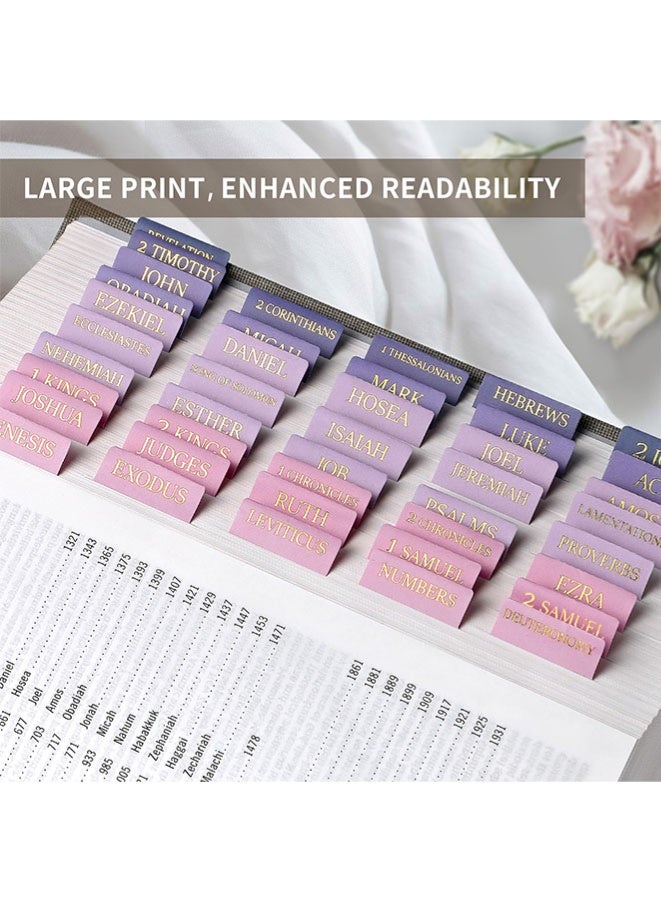 Muyixin علامات الكتاب المقدس للنساء والرجال، علامات الكتاب المقدس المصفحة لدراسة الكتاب المقدس، علامات الكتاب المقدس كبيرة الطباعة للتنقل السهل، علامات فهرس الكتاب المقدس، 66 علامة للعهدين القديم والجديد، 9 علامات فارغة إضافية - أرجواني متدرج - Image 5