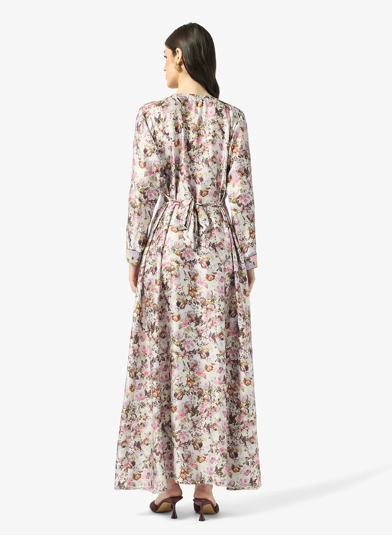 ARABIAN CLOSET Embellished Belted Jalabiya