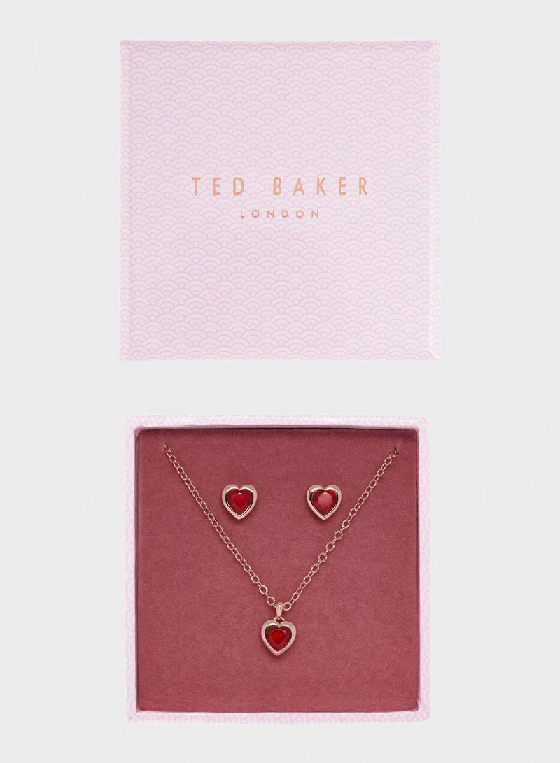 Ted Baker Hadeya Crystal Heart Necklace+Earrings Set