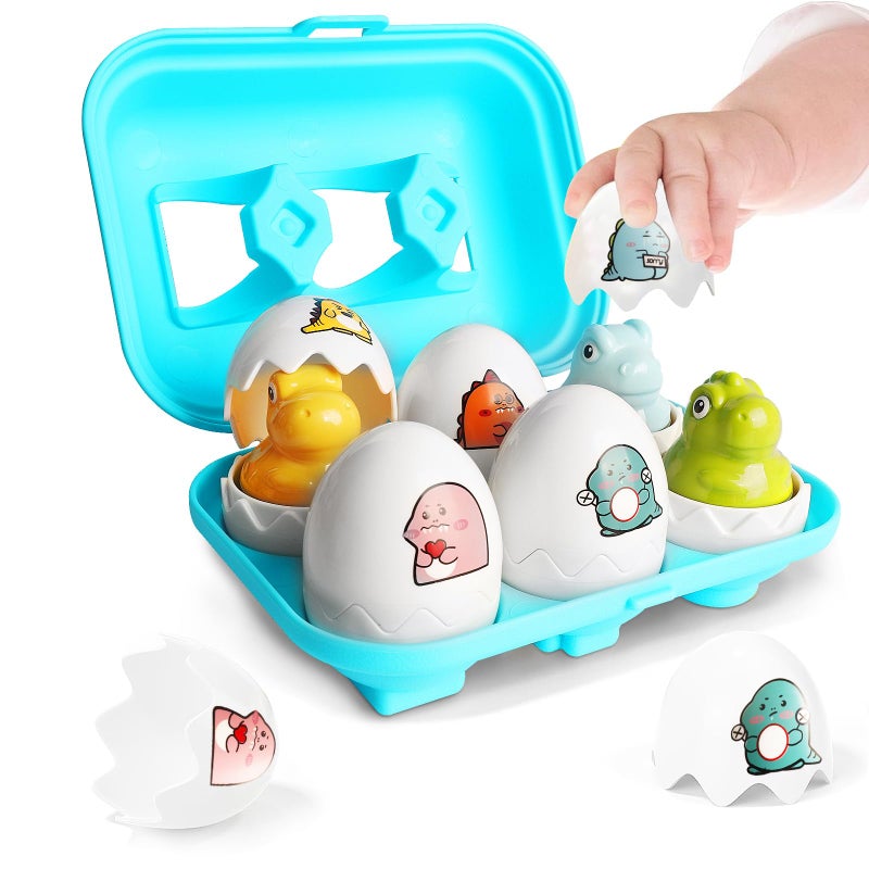 Tinabless Matching Eggs Toys 12 pcs Set Color & Shape Recoginition Sorter Puzzle for Toddlers, Christmas Easter Travel Game Early Learning Educational Gift for Year Old Kids - Image 1