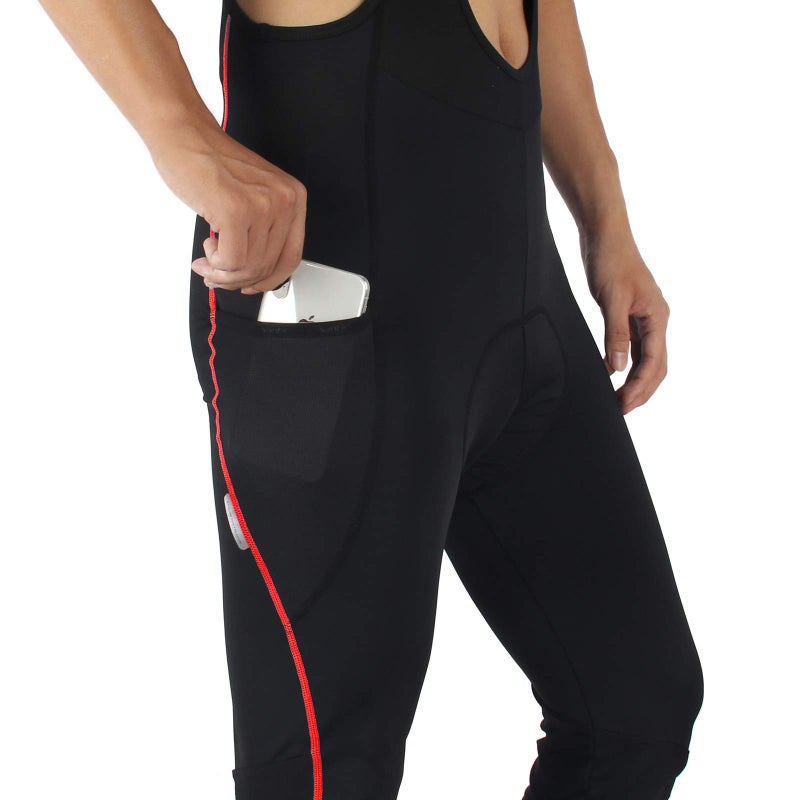 Santic Cycling Bibs Pants Mens Long Tights 3D Padded Bike Legging Red S - Image 2