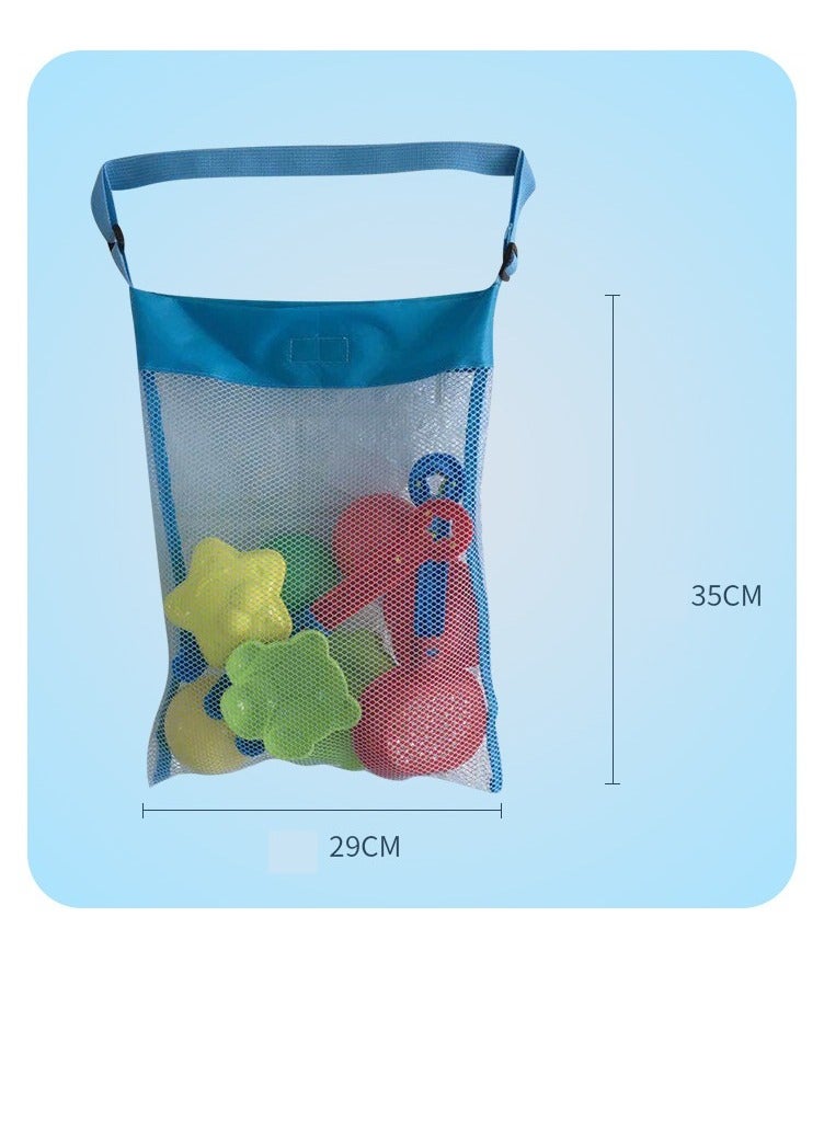 Loquat 1pc Medium Kids Sand Digging Shell Bag Beach Toy Storage Mesh Tote Backpack ,Sky Blue - Image 2