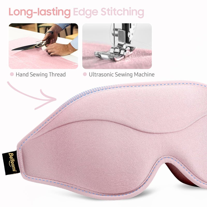 BeHoomi Sleep Mask, Premium Eye Mask for Sleeping, Total Blackout, Super Soft Comfort, Adjustable Fit, Upgraded 3D Ergonomic Designed Sleeping Mask for Home, Office, Travel, Meditation, Yoga, Pink - Image 5