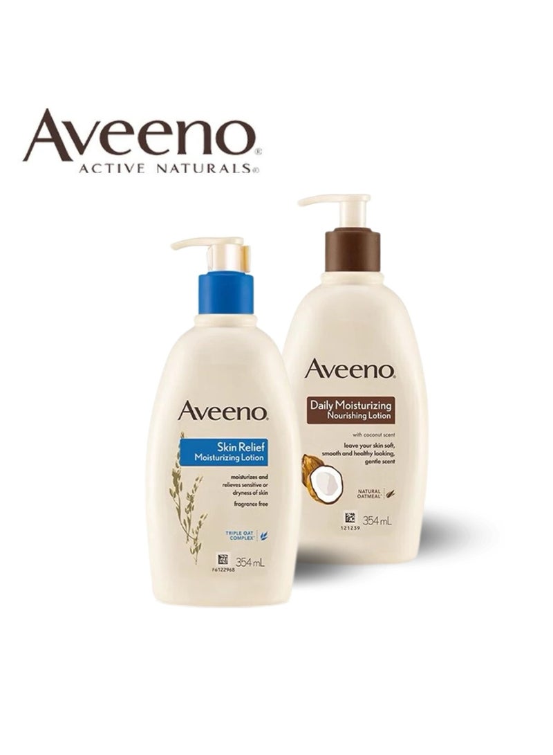 Aveeno Daily Moisturizing Nourishing Body Lotion + Skin Relief Moisturizing Lotion 354ml - Image 1