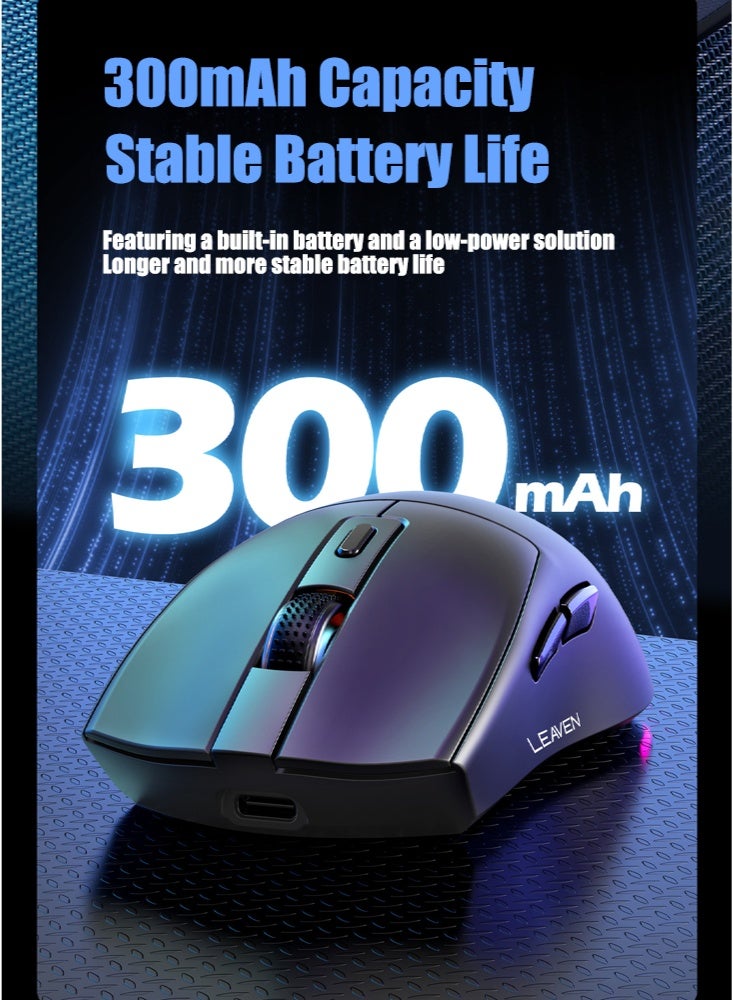 Captaintech Dual-mode Bluetooth 2.4G Wireless Gaming Mouse with Magnetic Charging Dock, Lightweight Anti Slip Mouse, 800-1600 DPI, BT/2.4Ghz/Wired, 60g, for PC/MAC - Image 4