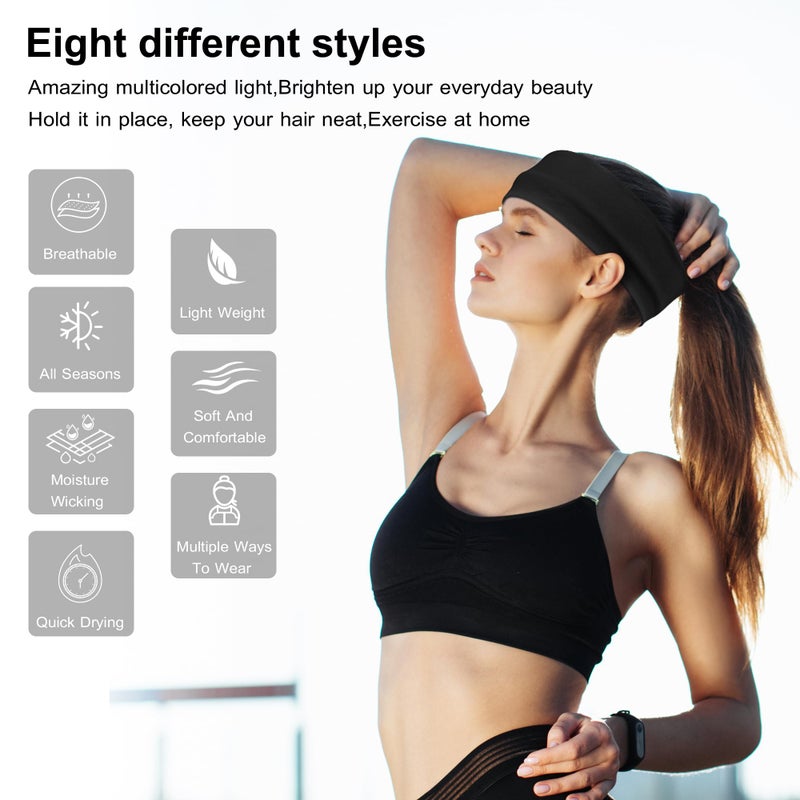 Ztomine Headbands for Women, 8pcs Stretchy Non Slip Soft Cotton Cloth Hair Bands for Sports, Workout, Yoga and Running - Image 2