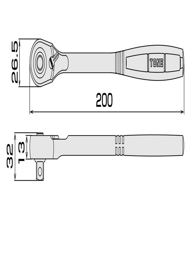 TONE Ratchet Handle Compact Head (Socket Hold Type) RH4CH 1/2" Inch Drive - Image 5