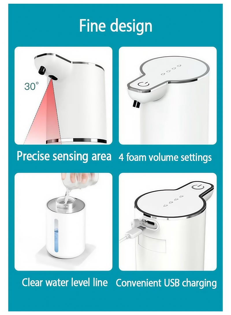 إس واي سيلكت موزع صابون رغوي أوتوماتيكي ذكي بسعة 350 مل | مضخة صابون كهربائية بدون لمس | قابل للتثبيت على الحائط مع شحن USB | 4 مستويات لتعديل كمية الصابون | مثالي للحمام والمطبخ - Image 3