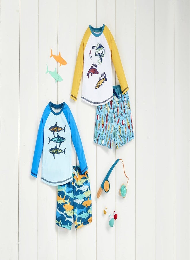 Mud Pie Boys Rash Guard & Set Swim Trunks, Shark, 6-9 Months US - Image 2
