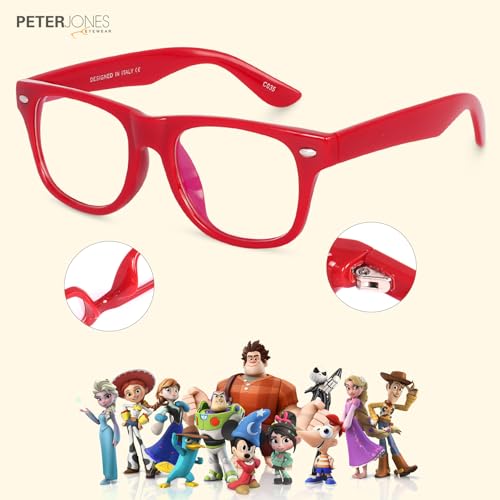 Peter Jones Kids Optical Eyeglasses for Boys and Girls | Full Rim Square | Age 6-12 years | RED | 8132RD - Image 3
