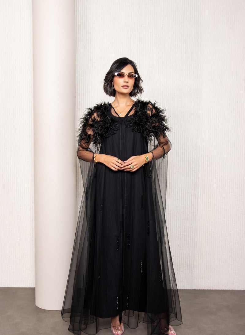 لوف عباية دبل شيفون وتور خفيف علي الجوانب والاكمام - Image 1