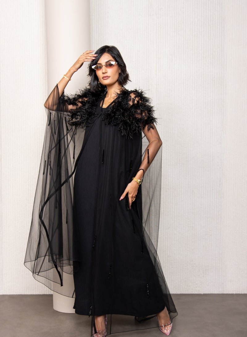 لوف عباية دبل شيفون وتور خفيف علي الجوانب والاكمام - Image 5