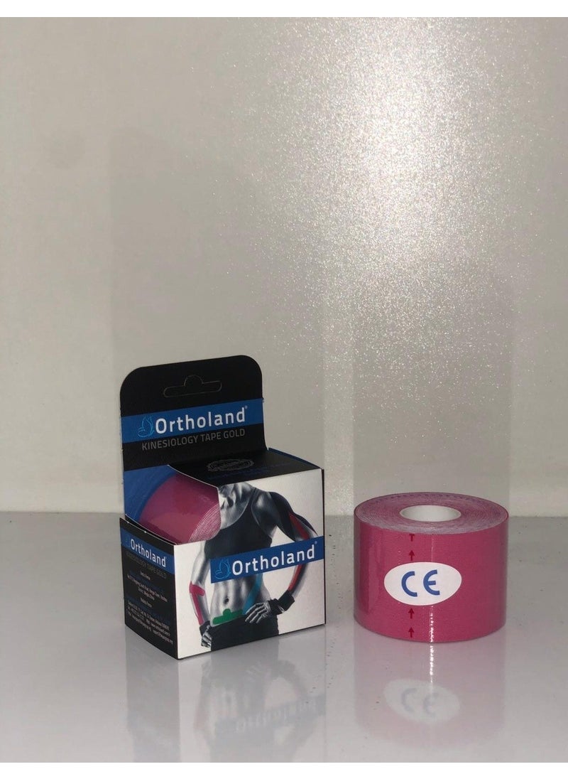 Ortholand - Pink Color Kinesio Tape, Sports Muscle Pain 5cm*5mt - Image 1